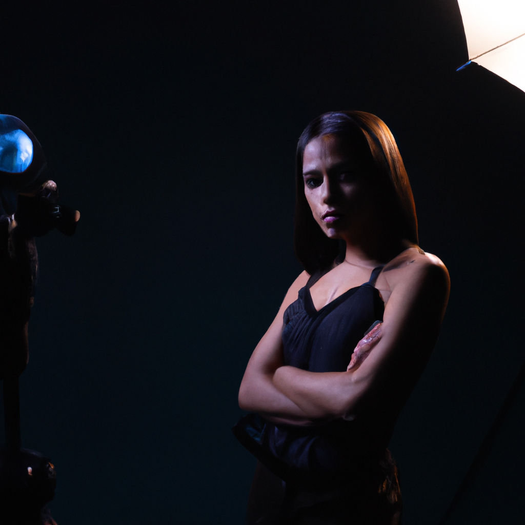 라이팅 적용 후, 소프트박스 키/필/림이 적용된 모델